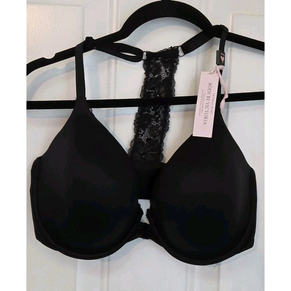 Victoria's Secret Body By Victoria Black Racerback Demi Bra Lace 34DDD - Picture 8 of 11